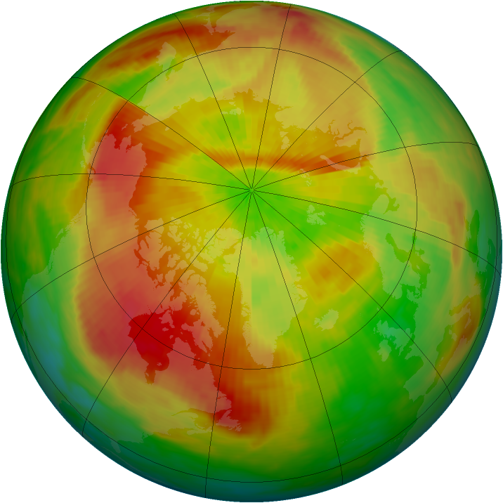 Arctic ozone map for 11 April 1992